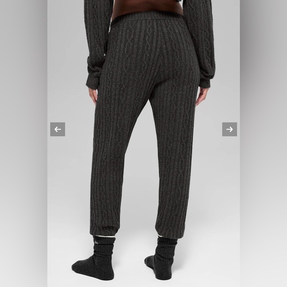 Alo Yoga Cable Knit Winter Bliss Pant Dark Heather Grey Sz L NWT - Picture 4 of 8